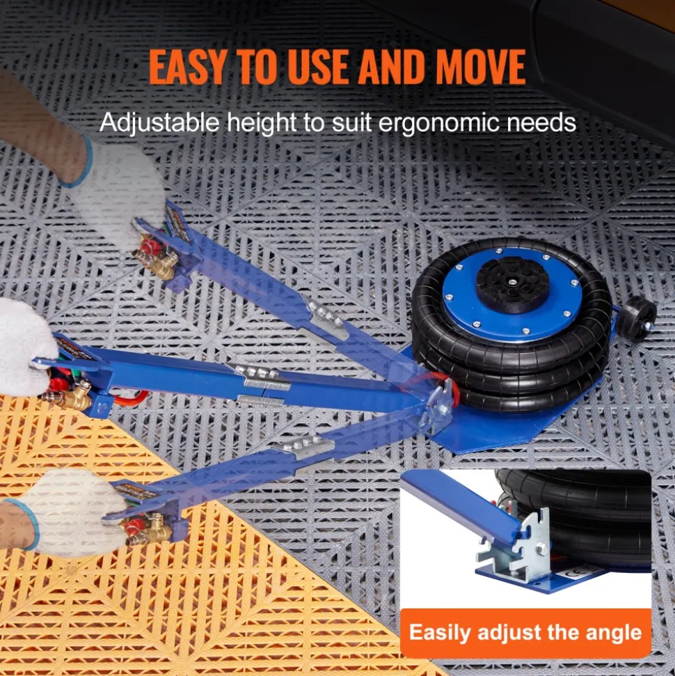 VEVOR Air Jack, 3 Ton/6600 lbs Triple Bag Air Jack, Airbag Jack with Six Steel Pipes, Lift up to 17.7", 3-5 s Fast Lifting Pneumatic Jack, with Adjustable Long Handles for Cars, Garages, Repair (Blue)