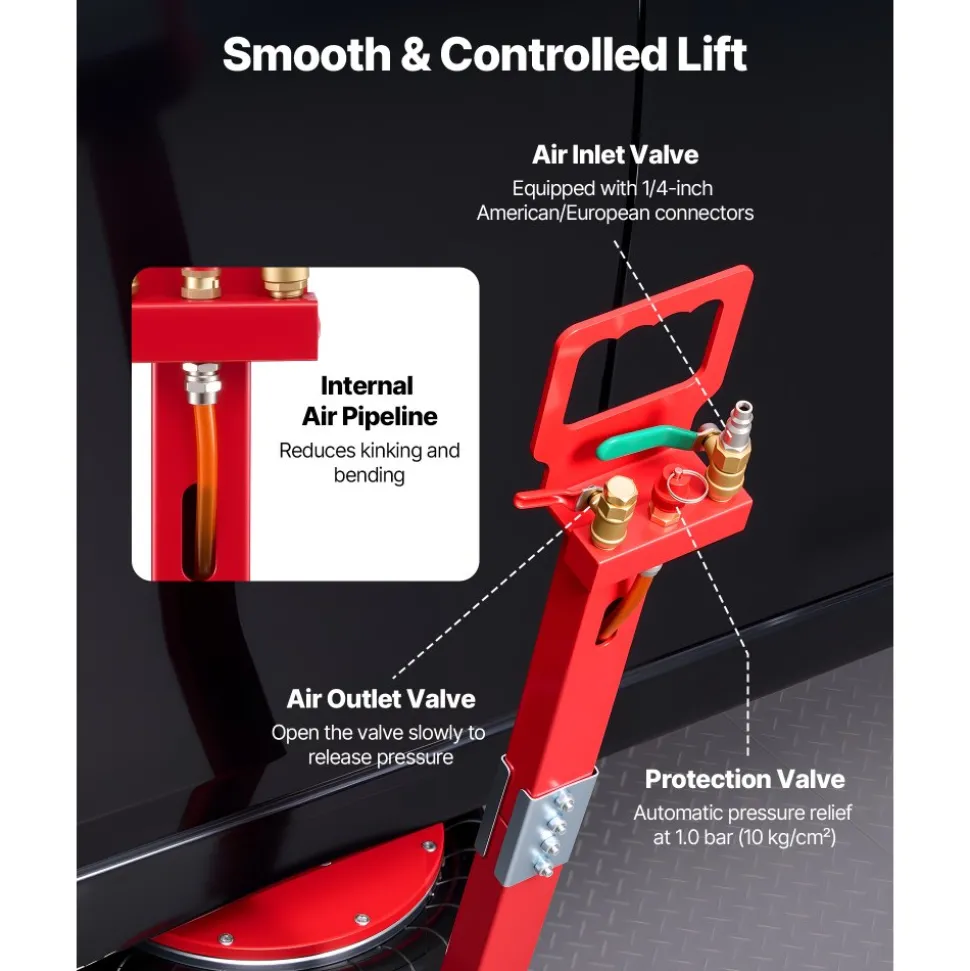 VEVOR Air Jack, 5 Ton/11023 lbs Triple Bag Air Jack, Airbag with Six Steel Pipes, Lift Up to 18.3 inch/464 mm, 4-10 s Fast Lifting Pneumatic with Adjustable Long Handle for Cars, SUVs, Pickup Trucks