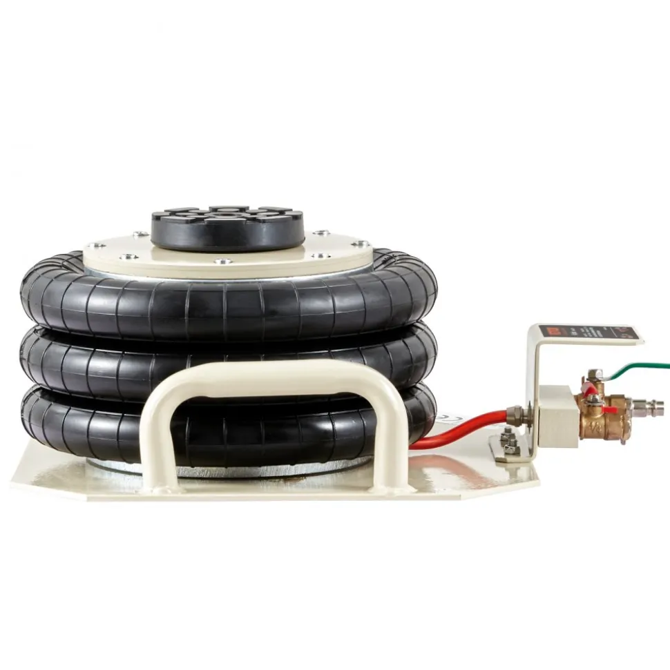 VEVOR Air Jack, 3 Ton/6600 lbs Triple Bag Air Jack, Airbag Jack with Six Steel Pipes, Lift up to 17.7 inch/450 mm, 3-5 s Fast Lifting Pneumatic Jack, with Side Handles for Car, Garage, Repair (White)