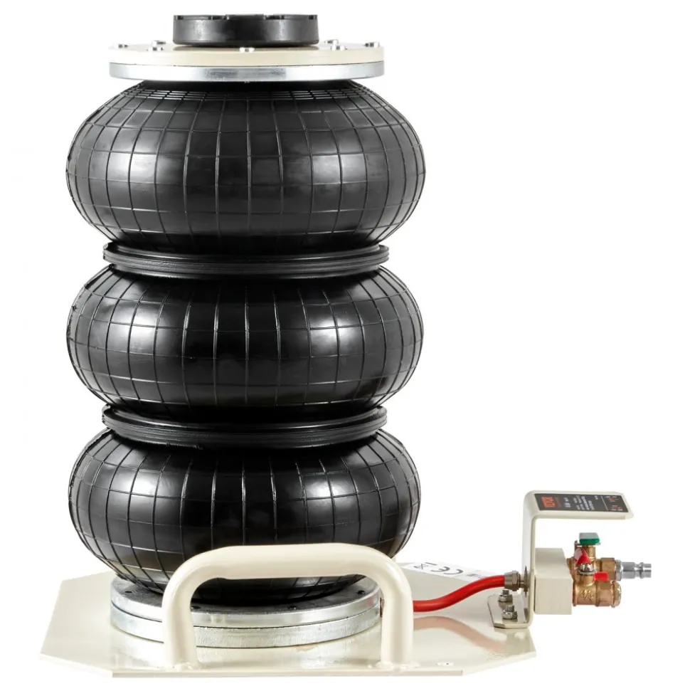 VEVOR Air Jack, 3 Ton/6600 lbs Triple Bag Air Jack, Airbag Jack with Six Steel Pipes, Lift up to 17.7 inch/450 mm, 3-5 s Fast Lifting Pneumatic Jack, with Side Handles for Car, Garage, Repair (White)