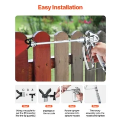 VEVOR Airless Paint Spray Gun and Hose Kit, 3600PSI High Pressure Paint Sprayer Hose Set with 5 Tips, 211, 315, 417, 517, 623, Swivel Joint Airless Spray Gun Kit with Filters, Hose and Extension Rods