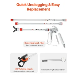 VEVOR Airless Paint Spray Gun and Hose Kit, 3600PSI High Pressure Paint Sprayer Hose Set with 5 Tips, 211, 315, 417, 517, 623, Swivel Joint Airless Spray Gun Kit with Filters, Hose and Extension Rods