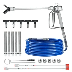 VEVOR Airless Paint Spray Gun and Hose Kit, 3600PSI High Pressure Paint Sprayer Hose Set with 5 Tips, 211, 315, 417, 517, 623, Swivel Joint Airless Spray Gun Kit with Filters, Hose and Extension Rods
