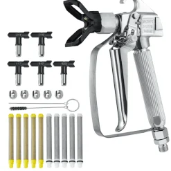 VEVOR Airless Paint Spray Gun, 3600PSI High Pressure Airless Paint Sprayer Gun with 5 Tips, 211, 315, 417, 517, 623, Swivel Joint Airless Spray Gun Kit with Filters, Cleaning Needle and Brush
