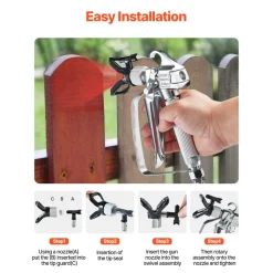 VEVOR Airless Paint Spray Gun, 3600PSI High Pressure Airless Paint Sprayer Gun with 5 Tips, 211, 315, 417, 517, 623, Swivel Joint Airless Spray Gun Kit with Filters, Cleaning Needle and Brush