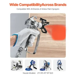 VEVOR Airless Paint Spray Gun, 3600PSI High Pressure Airless Paint Sprayer Gun with 5 Tips, 211, 315, 417, 517, 623, Swivel Joint Airless Spray Gun Kit with Filters, Cleaning Needle and Brush