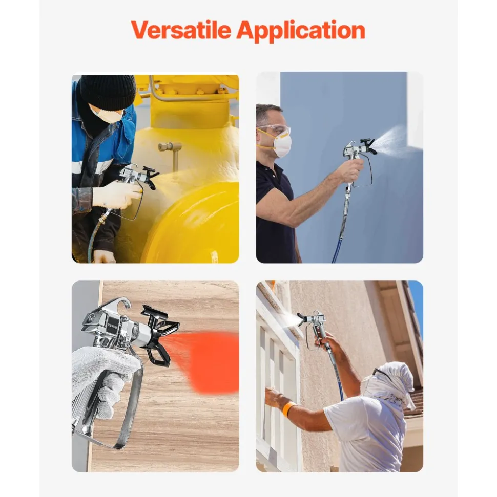 VEVOR Airless Paint Spray Gun, 3600PSI High Pressure Airless Paint Sprayer Gun with 5 Tips, 211, 315, 417, 517, 623, Swivel Joint Airless Spray Gun Kit with Filters, Cleaning Needle and Brush