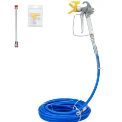 VEVOR Airless Paint Spray Hose Kit, 50ft 3600 psi High Pressure Fiber Tube with 8 inch Extension Rod Pole, Including 517 Tip and Tip Guard, 1/4