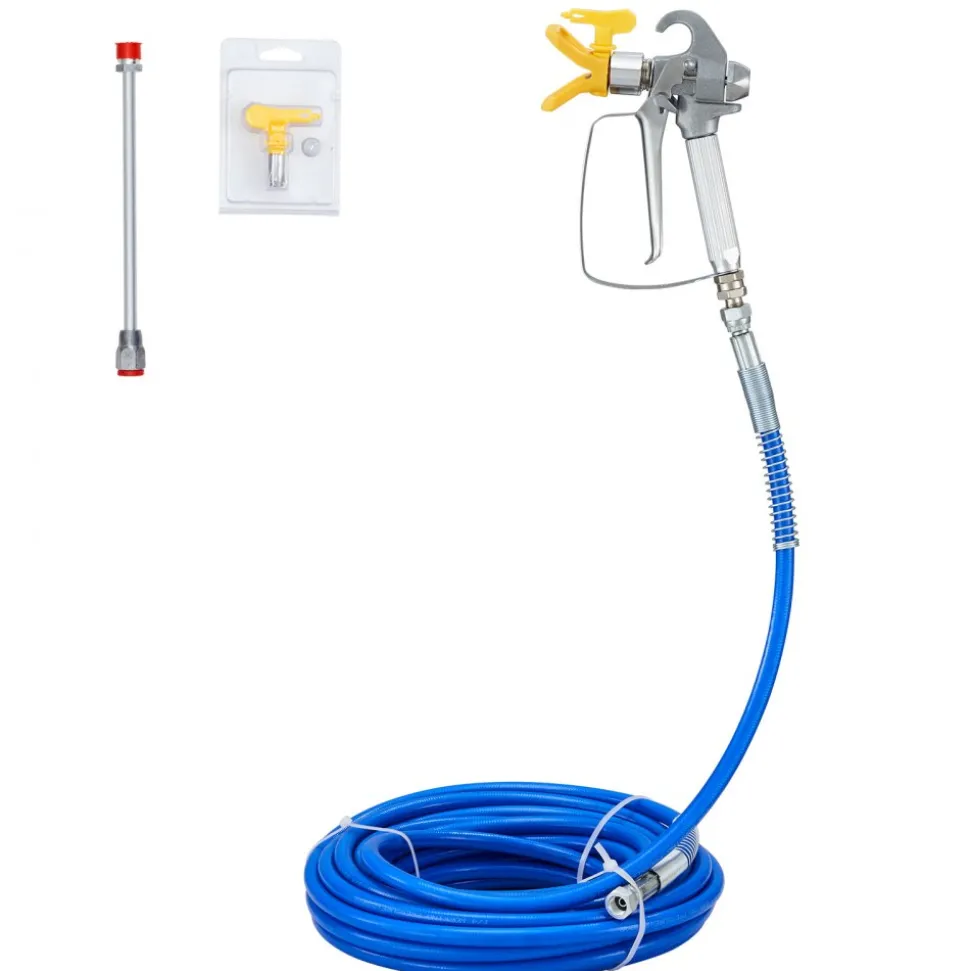 VEVOR Airless Paint Spray Hose Kit, 50ft 3600 psi High Pressure Fiber Tube with 8 inch Extension Rod Pole, Including 517 Tip and Tip Guard, 1/4" Swivel Joint for Homes Buildings Decks or Fences