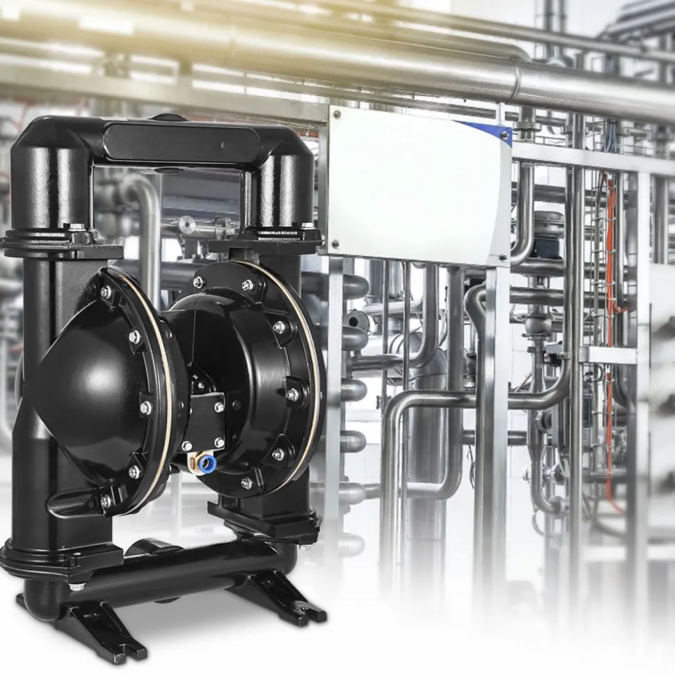 VEVOR Air-Operated Double Diaphragm Pump, 2 inch Inlet & Outlet, Aluminum Alloy Body, 75 GPM & Max 120PSI, Nitrile Diaphragm Transfer Pump for Petroleum, Diesel, Oil and Low Viscosity Fluids