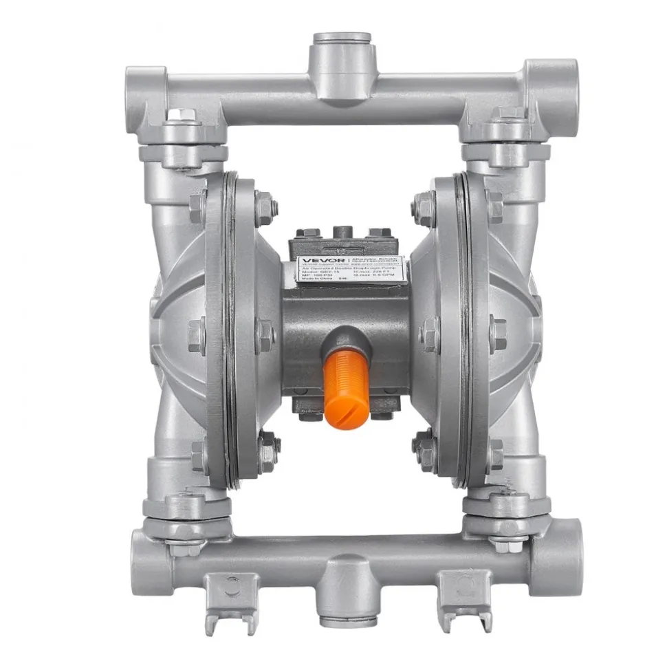 VEVOR Air Operated Double Diaphragm Pump, 6.6 GPM, 3/8 inch Inlet & Outlet Pneumatic Waste Oil Transfer Pump, Max 100 PSI, Aluminum Alloy Body, Air-Operated for Diesel, Grease, Kerosene, Gasoline