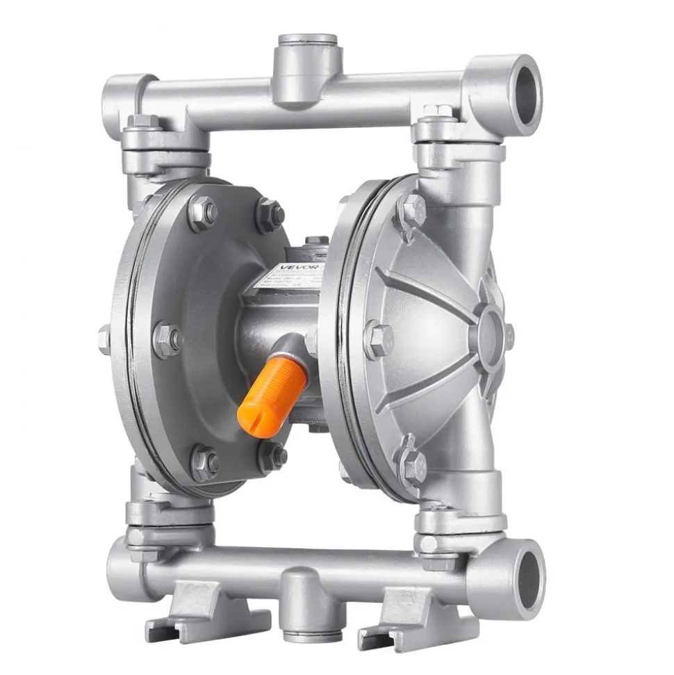 VEVOR Air Operated Double Diaphragm Pump, 6.6 GPM, 3/8 inch Inlet & Outlet Pneumatic Waste Oil Transfer Pump, Max 100 PSI, Aluminum Alloy Body, Air-Operated for Diesel, Grease, Kerosene, Gasoline