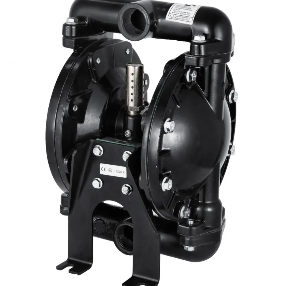 VEVOR Air-Operated Double Diaphragm Pump 1 inch Inlet Outlet Aluminum 35 GPM Max 120PSI, Nitrile Diaphragm, QBY4-25L-1inch-35