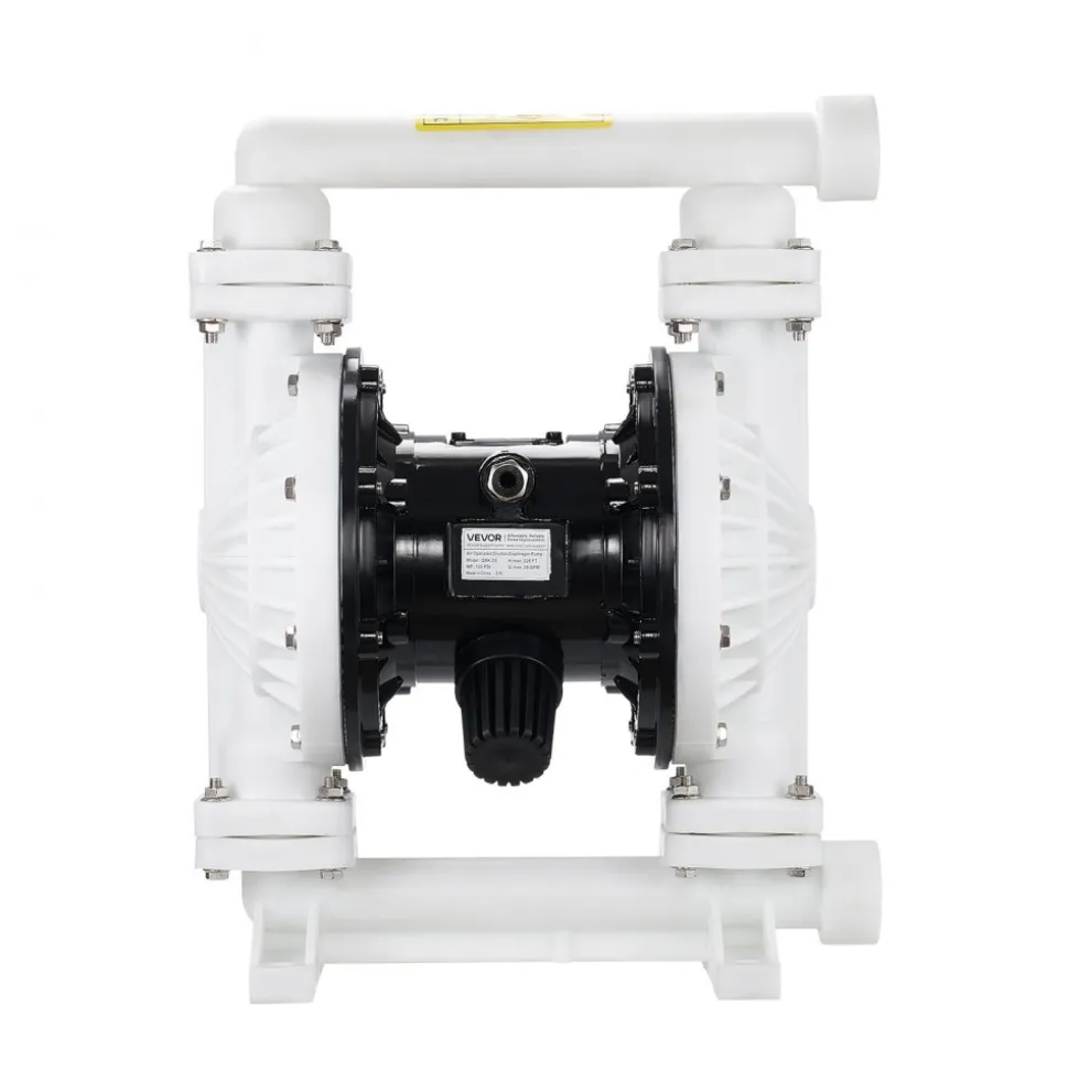 VEVOR Air Operated Double Diaphragm Pump, 25 GPM, 1 inch Inlet & Outlet Pneumatic Waste Oil Transfer Pump, Max 100 PSI, Polypropylene Body, Air-Operated for Diesel, Grease, Kerosene, Gasoline & Oil