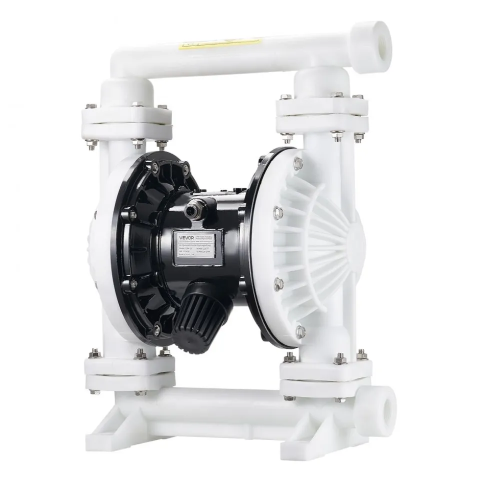 VEVOR Air Operated Double Diaphragm Pump, 25 GPM, 1 inch Inlet & Outlet Pneumatic Waste Oil Transfer Pump, Max 100 PSI, Polypropylene Body, Air-Operated for Diesel, Grease, Kerosene, Gasoline & Oil
