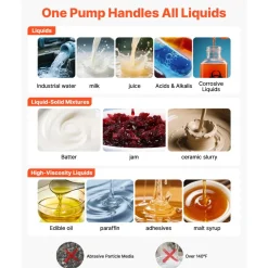 VEVOR Air Operated Double Diaphragm Pump, 25 GPM, 1 inch Inlet & Outlet Pneumatic Waste Oil Transfer Pump, Max 100 PSI, Polypropylene Body, Air-Operated for Diesel, Grease, Kerosene, Gasoline & Oil