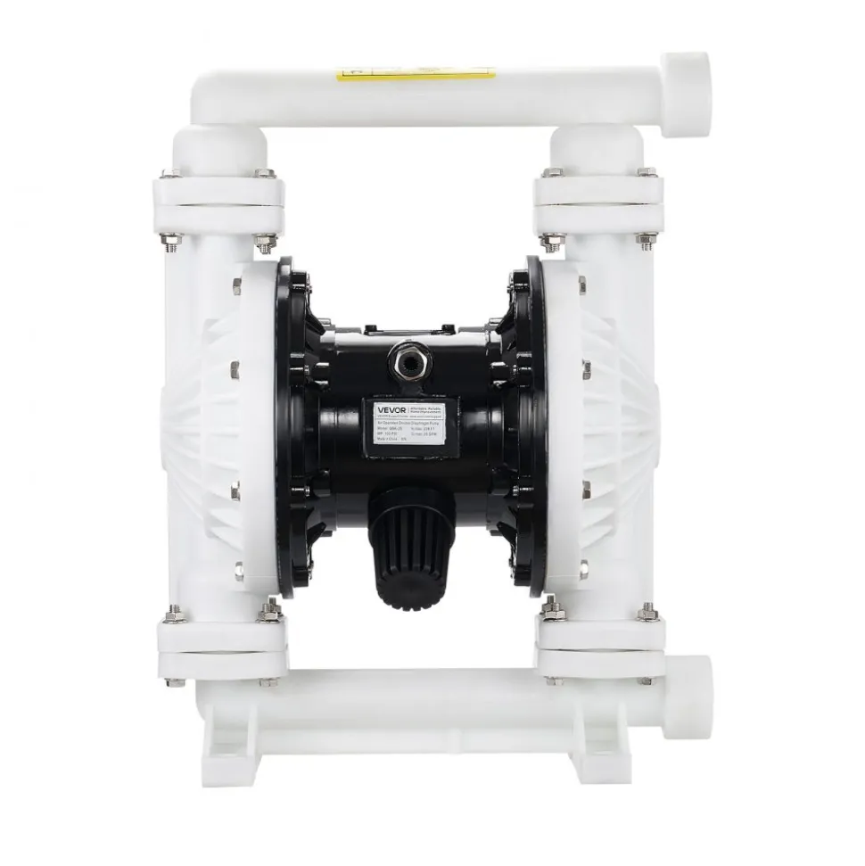 VEVOR Air Operated Double Diaphragm Pump, 25 GPM, 1 inch Inlet & Outlet Pneumatic Waste Oil Transfer Pump, Max 100 PSI, Polypropylene Body, Air-Operated for Diesel, Grease, Kerosene, Gasoline & Oil
