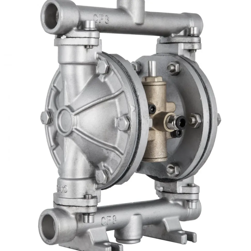 VEVOR Air-Operated Double Diaphragm Pump, 1/2 in Inlet & Outlet, Stainless Steel Body, 8.8 GPM & Max 120PSI, PTFE Diaphragm Pneumatic Transfer Pump for Petroleum, Diesel, Oil & Low Viscosity Fluids