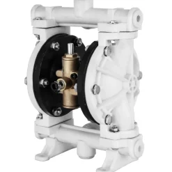 VEVOR Air-Operated Double Diaphragm Pump, 1/2 in Inlet & Outlet, Polypropylene Body, 2.5 GPM & Max 80PSI, PTFE Diaphragm Pneumatic Transfer Pump for Petroleum, Diesel, Oil & Low Viscosity Fluids