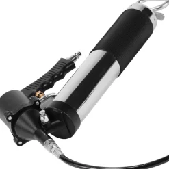 VEVOR Air Operated Grease Gun, 6000PSI, 14 OZ/400 CC Capacity Heavy Duty Pneumatic Grease Gun, with 18.5 Inch Flexible Hose, 1 Black Flat Coupler Pointed Coupler Bent Metal Pipe Locking Clamp Coupler