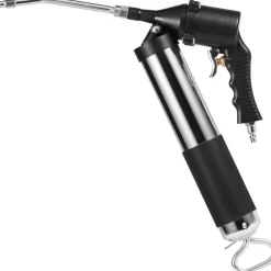 VEVOR Air Operated Grease Gun, 6000PSI, 14 OZ/400 CC Capacity Heavy Duty Pneumatic Grease Gun, with 18.5 Inch Flexible Hose, 1 Black Flat Coupler Pointed Coupler Bent Metal Pipe Locking Clamp Coupler