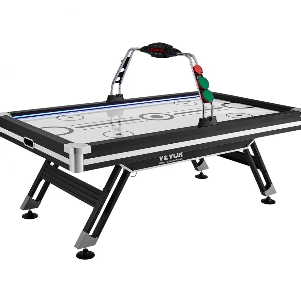 VEVOR Air-Powered Hockey Table, 89" Indoor Hockey Table for Kids and Adults, LED Sports Hockey Game with 2 Pucks, 2 Pushers, and Electronic Score System, Arcade Gaming Set for Game Room Family Home