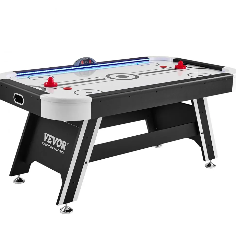 VEVOR Air-Powered Hockey Table, 72" Indoor Hockey Table for Kids and Adults, LED Sports Hockey Game with 2 Pucks, 2 Pushers, and Electronic Score System, Arcade Gaming Set for Game Room Family Home