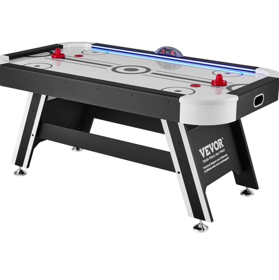 VEVOR Air-Powered Hockey Table, 72" Indoor Hockey Table for Kids and Adults, LED Sports Hockey Game with 2 Pucks, 2 Pushers, and Electronic Score System, Arcade Gaming Set for Game Room Family Home