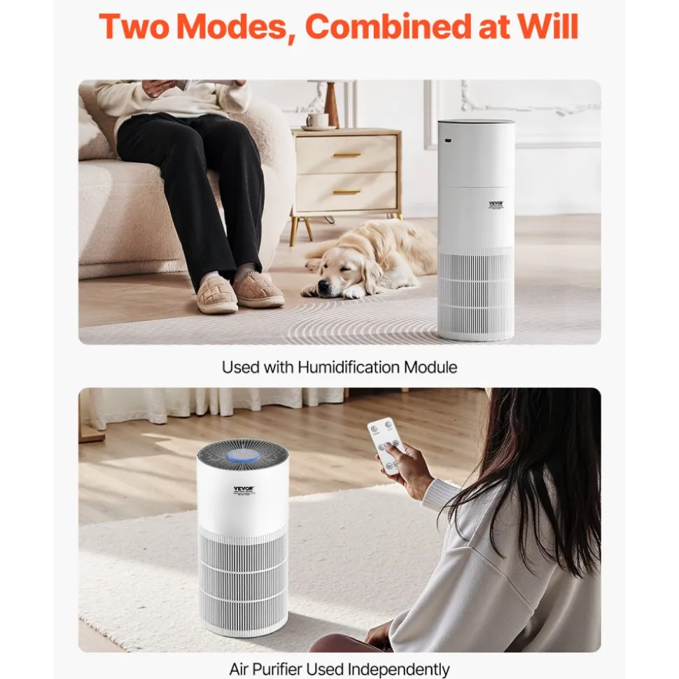 VEVOR Air Purifier, Covers Up to 1090 ft² in One Hour, True HEPA 11 Filter, 22dB Quiet, Filters Up to 95% of Pollen, Smoke, Dust, Pet Dander, Odor, Hair, Air Cleaner for Home, Large Room, Bedroom