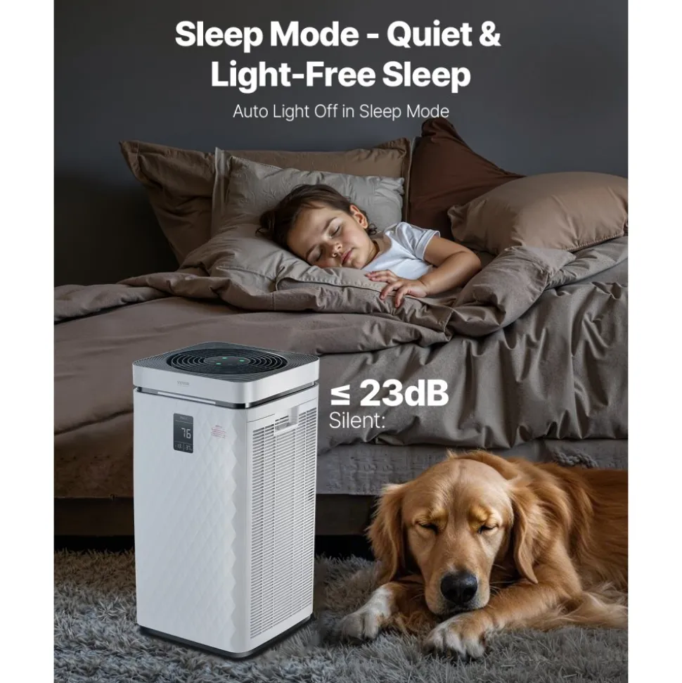 VEVOR Air Purifier, H13 HEPA Layer, 3139 ft²/h Smart Air Purifier with Speed Control & Child Lock Guard, Efficient Air Cleaner with Convenient Touch Panel & 23 dB Sleep Mode, Fit for Home & Office