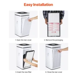 VEVOR Air Purifier Replacement Filter, H13, 2-in-1 Compact & Lightweight Replacement Filter with Non-Woven Fabric, Easy-to-Install Purifier Filter with Activated Carbon, Fit for Square Purifier