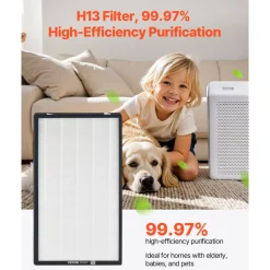 VEVOR Air Purifier Replacement Filter, H13, 3-in-1 Compact & Lightweight Replacement Filter with PP Pre-Filter, Easy-to-Grab Purifier Filter with Activated Carbon, Fit for Cylindrical Purifier
