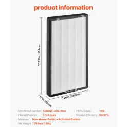 VEVOR Air Purifier Replacement Filter, H13, 3-in-1 Compact & Lightweight Replacement Filter with PP Pre-Filter, Easy-to-Grab Purifier Filter with Activated Carbon, Fit for Cylindrical Purifier