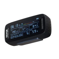 VEVOR Air Quality Monitor 9-IN-1, CO2, Temperature, Humidity, Formaldehyde TVOC AQI Tester, Professional PM2.5 PM10 PM1.0 Particle Counter for Indoor/Outdoor, Air Quality Meter w/Alarm Thresholds