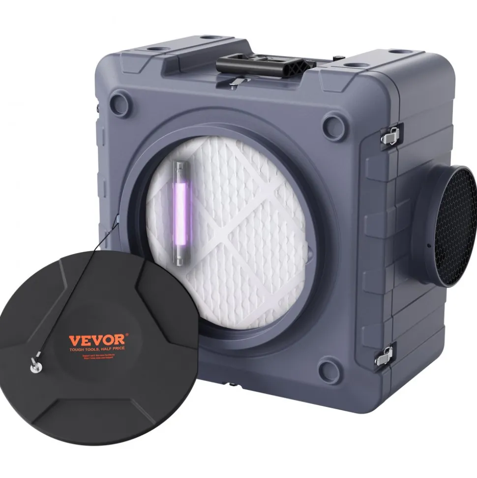 VEVOR Air Scrubber with 3-Stage Filtration, Stackable Negative Air Machine 800 CFM, Air Cleaner with MERV10, Carbon, H13 HEPA, for Home, Industrial and Commercial Use