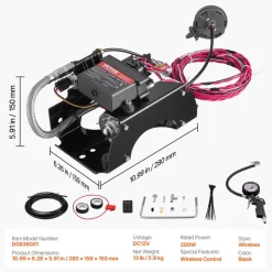 VEVOR Air Shock Controller Kit, 12V 100PSI Wireless On Board Air Compressor System, App or Remote Control Air Ride Suspension Compressor Kit with Single Path System, Inflator & Air Line for Truck Van