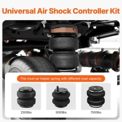 VEVOR Air Shock Controller Kit, 12V 100PSI On Board Air Compressor System, Air Ride Suspension Compressor Kit with Single Path System, Pressure Gauge & Air Line for Trucks Vans