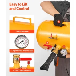 VEVOR Air Tire Bead Seater, 10 Gal / 37.9 L, Heavy Duty Tire Bead Blaster Tool, 87-116 PSI Operating Pressure, Air Trigger Seating Inflator for ATV, Tractor, Pickup, Truck, Jeep, RV, UTV, Yellow