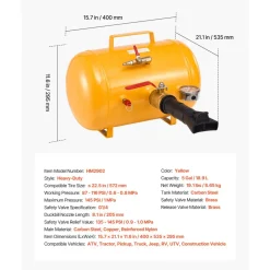 VEVOR Air Tire Bead Seater, 5 Gal / 18.9 L, Heavy Duty Tire Bead Blaster Tool, 87-116 PSI Operating Pressure, Air Trigger Seating Inflator for Pickup, Truck, ATV, Jeep, Van, Lawn Tractor, RV, Yellow