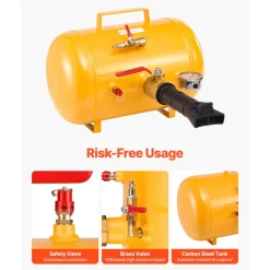 VEVOR Air Tire Bead Seater, 5 Gal / 18.9 L, Heavy Duty Tire Bead Blaster Tool, 87-116 PSI Operating Pressure, Air Trigger Seating Inflator for Pickup, Truck, ATV, Jeep, Van, Lawn Tractor, RV, Yellow