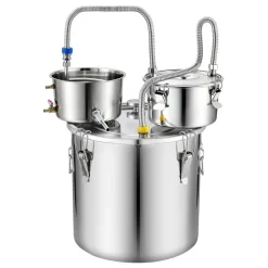 VEVOR Alcohol Still, 8 GAL/ 30L Alcohol Distiller with Thumper Keg, Dual-scale Thermometer, and Water Pump, Home Brewing Kit for DIY Whiskey Wine Brandy