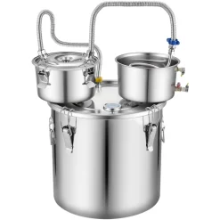 VEVOR Alcohol Still, 8 GAL/ 30L Alcohol Distiller with Thumper Keg, Dual-scale Thermometer, and Water Pump, Home Brewing Kit for DIY Whiskey Wine Brandy