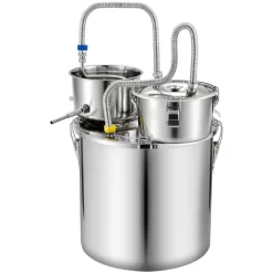 VEVOR Alcohol Still, 8 GAL/ 30L Alcohol Distiller with Thumper Keg, Dual-scale Thermometer, and Water Pump, Home Brewing Kit for DIY Whiskey Wine Brandy