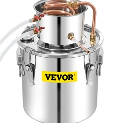 VEVOR Alcohol Still 13.2Gal/50L, Alcohol Distiller with Circulating Pump, Alcohol Still Copper Tube, Whiskey Distilling Kit with Build-In Thermometer, Whiskey Making Kit for DIY Alcohol, Stainless Ste
