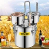 VEVOR Alcohol Still, 5 Gallon, Stainless Steel Alcohol Distiller with Copper Tube & Build-in Thermometer & Water Pump, Double Thumper Keg Home Brewing Kit, for DIY Whiskey Wine Brandy