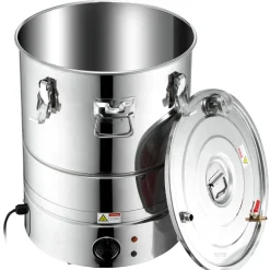 VEVOR Alcohol Still, 15 Gal 50L Water Alcohol Distiller, Home Distillery Kit include Stainless Steel Tube & Pump & One-way Exhaust Valve & Thermometer (30-120℃ ) for DIY Whisky Wine Brandy, Silver