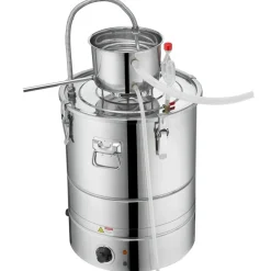 VEVOR Alcohol Still, 15 Gal 50L Water Alcohol Distiller, Home Distillery Kit include Stainless Steel Tube & Pump & One-way Exhaust Valve & Thermometer (30-120℃ ) for DIY Whisky Wine Brandy, Silver