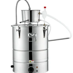 VEVOR Alcohol Still, 15 Gal 50L Water Alcohol Distiller, Home Distillery Kit include Stainless Steel Tube & Pump & One-way Exhaust Valve & Thermometer (30-120℃ ) for DIY Whisky Wine Brandy, Silver