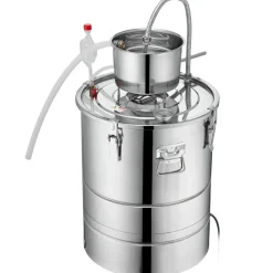 VEVOR Alcohol Still, 9 Gal 30L Water Alcohol Distiller, Home Distillery Kit include Stainless Steel Tube & Pump & One-way Exhaust Valve & Thermometer (30-120℃ ) for DIY Whisky Wine Brandy, Silver