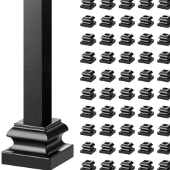 VEVOR Aluminum Alloy Baluster Shoes Square Balusters Baluster Wrought Spindles for Staircase Slant Shoes with Screw Holes for 1/2 Inch Staircase Balusters, Black (50 Pcs)(Screws Sold Separately)